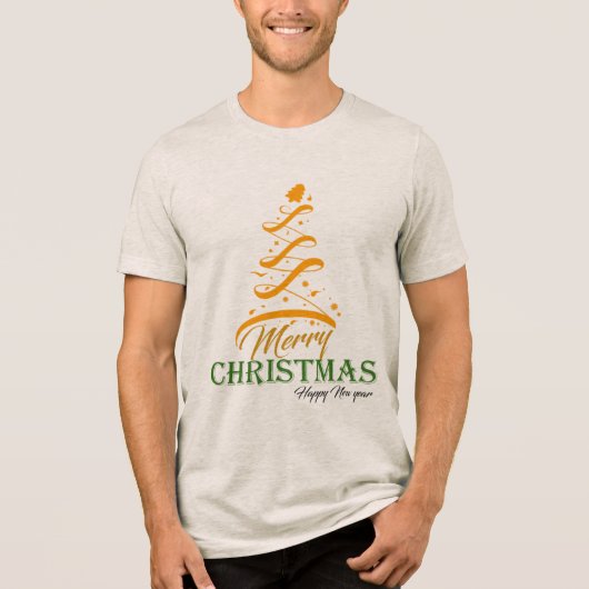 Merry Christmas Tree T-Shirt 🎅 Premium Bella+Canv トライブレンドＴシャツ (正面)