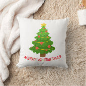 Merry Christmas Tree Throw Pillow クッション (ブランケット)