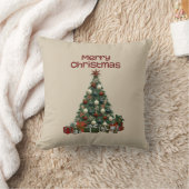 Merry Christmas Tree Throw Pillow クッション (ブランケット)