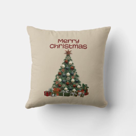 Merry Christmas Tree Throw Pillow クッション (裏面)