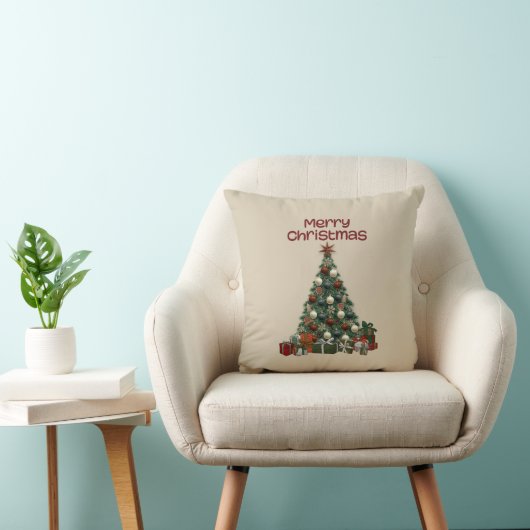 Merry Christmas Tree Throw Pillow クッション (椅子)