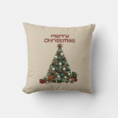 Merry Christmas Tree Throw Pillow クッション (正面)