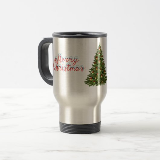 Merry Christmas Tree Travel Commuter Coffee Mug トラベルマグ (正面左)