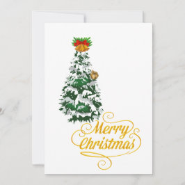 Merry Christmas Tree Watercolor Custom  招待状