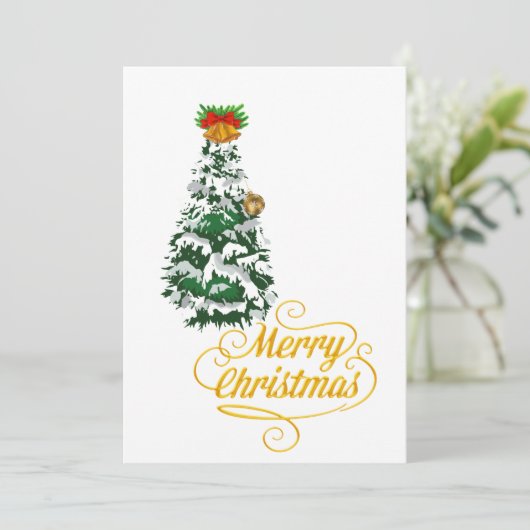 Merry Christmas Tree Watercolor Custom  招待状 (スタンド正面)