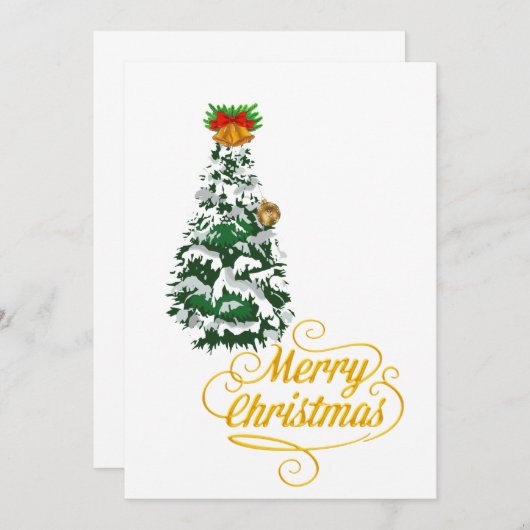 Merry Christmas Tree Watercolor Custom  招待状 (正面/裏面)