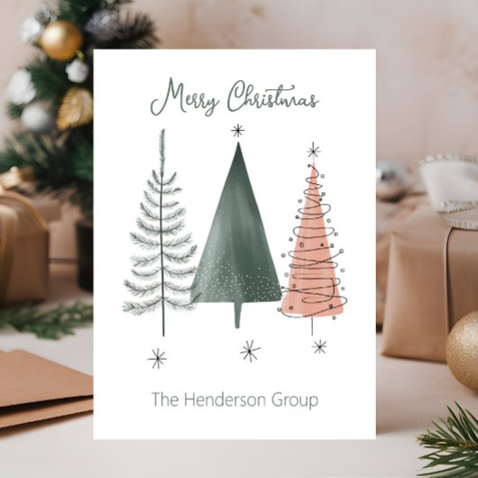Merry Christmas Trees Business Company QRコード ポストカード