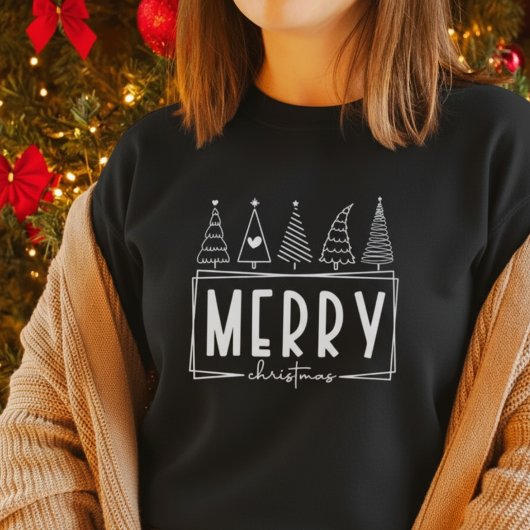 Merry Christmas Trees| Minimalist Holiday スウェットシャツ