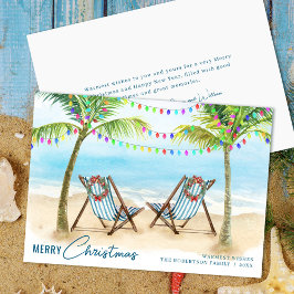 Merry Christmas Tropical Beach Palm Trees シーズンカード