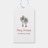 Merry Christmas Tropical Palm Trees Beach  ギフトタグ (正面)