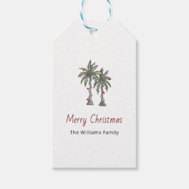 Merry Christmas Tropical Palm Trees Beach  ギフトタグ