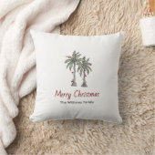 Merry Christmas Tropical Palm Trees Beach クッション (ブランケット)