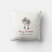 Merry Christmas Tropical Palm Trees Beach  クッション (正面)