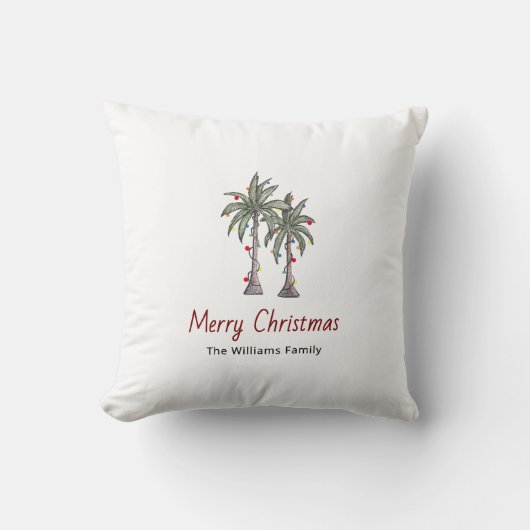 Merry Christmas Tropical Palm Trees Beach クッション (正面)