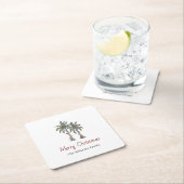 Merry Christmas Tropical Palm Trees Beach スクエアペーパーコースター (インサイチュ)