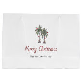 Merry Christmas Tropical Palm Trees Beach  ラージペーパーバッグ (裏面)