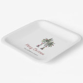 Merry Christmas Tropical Palm Trees Holiday ペーパープレート (傾斜あり)