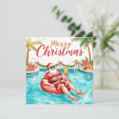 Merry Christmas Tropical Santa Summer Pool Party シーズンカード (スタンド正面)