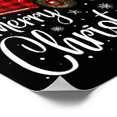 Merry Christmas Truck Buffalo Plaid Xmas Tree Men ポスター (角)