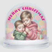 Merry Christmas Two Brothers Family Photo Pastel (正面)