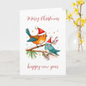 Merry Christmas Two  Loving Birds カード (黄色い花)