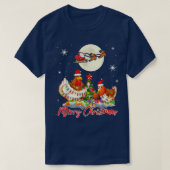 Merry Christmas Two Santa Chickens Xmas Tree Light Tシャツ (デザイン正面)