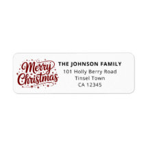 Merry Christmas Typography Black Return Address