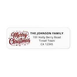 Merry Christmas Typography Black Return Address ラベル