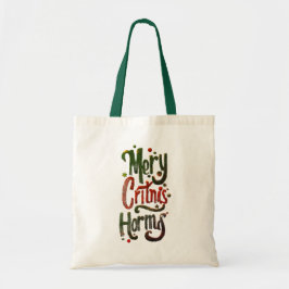 Merry Christmas Typography Canvas Tote Bag トートバッグ