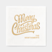 Merry Christmas Typography Foil Stamped Napkins 箔ナプキン (正面)