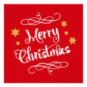 Merry Christmas Typography Light Red White ポスター (正面)