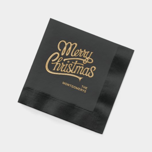 Merry Christmas Typography Party 箔ナプキン (左)