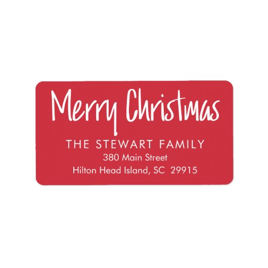 Merry Christmas Typography Return Address | Red ラベル (正面)