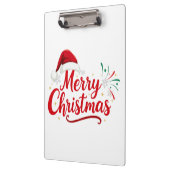 Merry Christmas Typography with Santa Hat and Snow クリップボード (左)