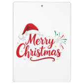 Merry Christmas Typography with Santa Hat and Snow クリップボード (裏面)