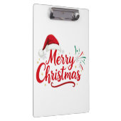 Merry Christmas Typography with Santa Hat and Snow クリップボード (右)