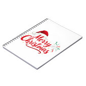 Merry Christmas Typography with Santa Hat and Snow ノートブック (左側)