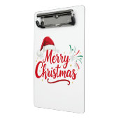 Merry Christmas Typography with Santa Hat and Snow ミニクリップボード (アングル2)