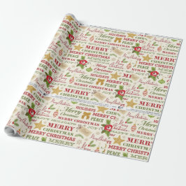 Merry Christmas Typography Wrapping Paper ラッピングペーパー