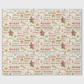 Merry Christmas Typography Wrapping Paper ラッピングペーパー (フラット)