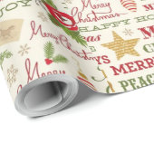 Merry Christmas Typography Wrapping Paper ラッピングペーパー (ロールコーナー)