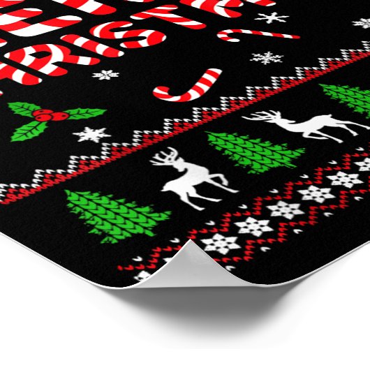 Merry Christmas Ugly Sweater Candy Cane Men Women  ポスター (角)