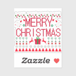 Merry Christmas Ugly Sweater Knit Pattern シール