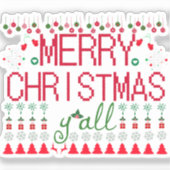 Merry Christmas Ugly Sweater Knit Pattern シール (正面)