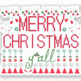 Merry Christmas Ugly Sweater Knit Pattern シール