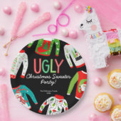 Merry Christmas Ugly Sweater Party Paper Plate ペーパープレート (パーティー)