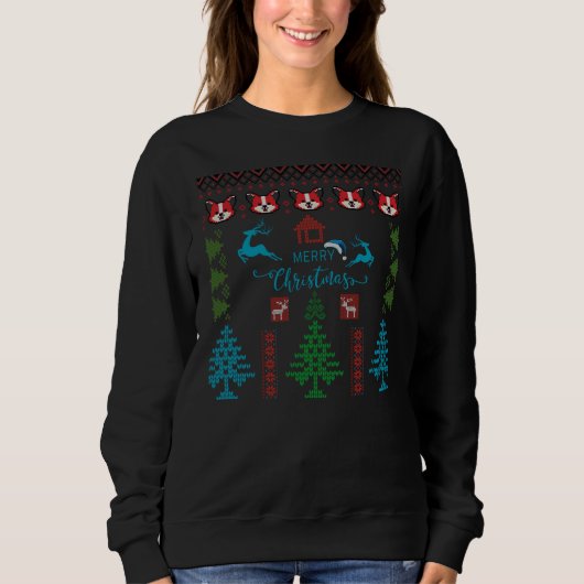 Merry Christmas Ugly Sweater Pattern Holiday スウェットシャツ (正面)