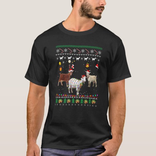 Merry Christmas Ugly Xmas Goat Santa Hat Christmas Tシャツ (正面)