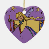 Merry Christmas Ukrainian folk art Angel セラミックオーナメント (裏面)