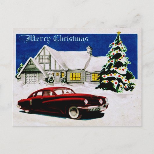 MERRY CHRISTMAS v.19 (ヴィンテージカーデザイン) to シーズンポストカード (正面)